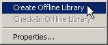 - Меню Create Offline Library