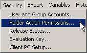 - Меню Security-Folder Action Permissions...